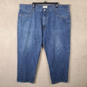 Members Property Jeans Men 48x33 (46x30) Blue Relaxed Straight Dark Wash Zip Fly